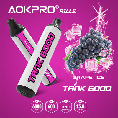 Лед устранимое Vape виноградины никотина 20mg пишет 6000 слойку TYPE-C перезаряжая