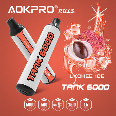 1.2ohm 6000 сопит поручать ручки 15ML USB-C Vape льда Lychee устранимый